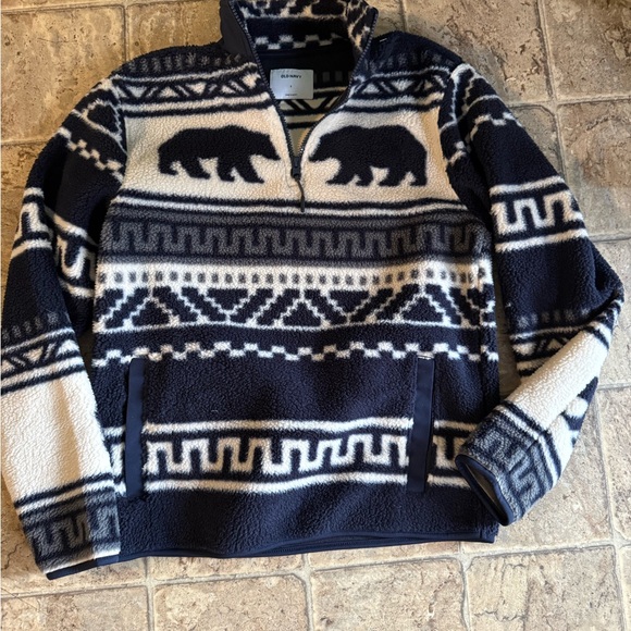 Old Navy Navy and Cream Bear Pattern Sweatshirt - Picture 2 of 3